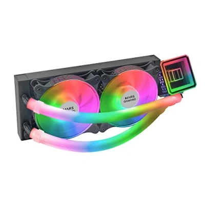 Image de Mars Gaming ML ULTRA240, Refroidissement Liquide Professionnel CPU, TDP 500W, Infinity Mirror, 2x Ventilateurs FDB ARGB Ultra Silencieux, Tubes ARGB, Multisocket Universel, Noir