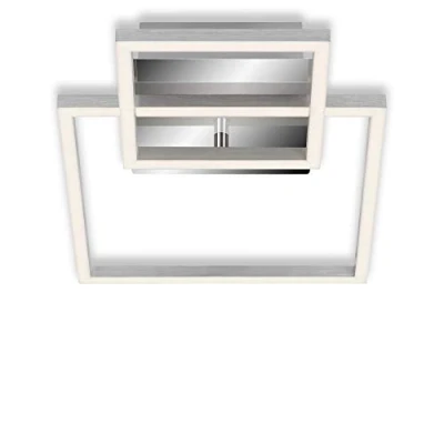 Image de BRILONER Leuchten Plafonnier, lampe de plafond dimmable, 1 module LED rotatif, 19,6 Watt, 1.500 lumen, 3.000 Kelvin, Chrome aluminium, 358x260x75mm (LxLxH) 3118 018, alu