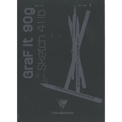 Image de Clairefontaine 96842Cpack Bloc Agrafé GraF&#039;it 80 Feuilles Papier Dessin Croquis Uni Détachables A5 14,8x21 cm 90g Couverture Noire Paquet de 10 Blocs