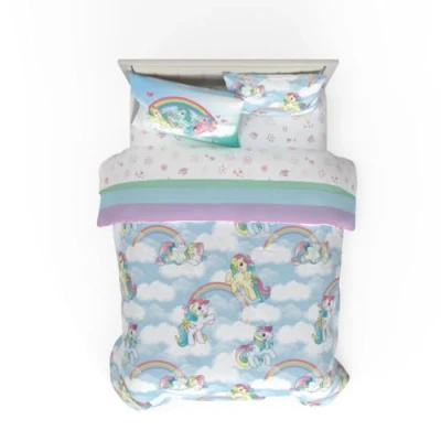Image de Franco Collectibles My Little Pony Parure de lit Classique rétro Arc en Ciel 7 pièces Super Douce avec Couvre Oreiller, Grand lit, (Produit sous Licence Officielle)