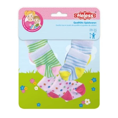 Image de Heless Niveaux 8791 Vêtements Amusants, Set de 3 Chaussettes aux Motifs colorés en Designs, pour poupées et Animaux Peluche 28 35 cm, Einfarbig, 8791, Multicolore, Taille Unique