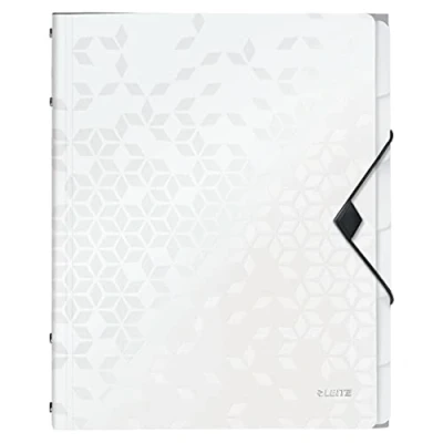 Image de Leitz Classeur Ménager A4 à 6 Compartiments, Fermeture Élastique, Blanc, WOW, 45890001