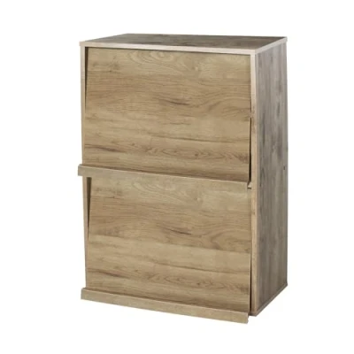 Image de Iris Ohyama, Meuble, Bibliothèque, Étagère de rangement, 2 portes rabattables, Design, Solide, Moderne, Multi usage, Bureau, Chambre, Salon Flap Rack CHR Marron Cendré