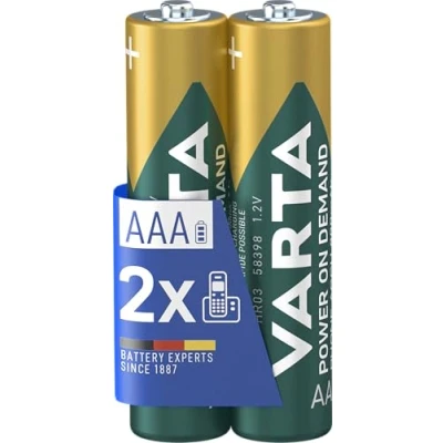 Image de VARTA Piles rechargeables AAA, lot de 2, Recharge Accu Phone, 800 mAh Ni MH, prêtes à l&#039;emploi, adaptées aux téléphones sans fil