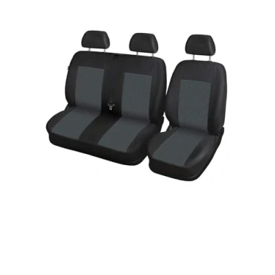 Image de IVATECH Camionetka, Housses de sieges, Housse Couverture Couvre Sieges pour Camion Camionnette Van Bus 2 + 1 Noir Gris