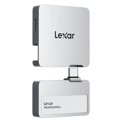 Image de Lexar Professional Go Portable SSD with HUB 1To, Ultra Compact, supporte Apple ProRes, jusqu&#039;à 1050MB/s en Lecture et 1000MB/s écriture, USB 3.2 Gen 2, IP65, pour iPhone 15/16 Pro, Silver