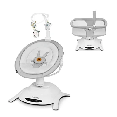 Image de Balancelle et Nacelle Bébé Électrique 360 LIONELO Bella Set Léger 12 mélodies 6 modes de balancement Télécommande