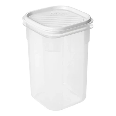 Image de TATAY Boîte Alimentaire, Hermétique, 1 L Capacité, Couvercle à pression flexible, sans BPA, passe au Micro ondes et Lave vaisselle, Blanc. Dimensions : 10 x 16,5 cm