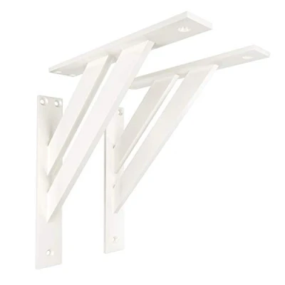 Image de 2 x sossai® équerre/support design pour étagère FSHR Dimensions: 180 mm support mural étagère, console Couleur : blanc Matière Aluminium