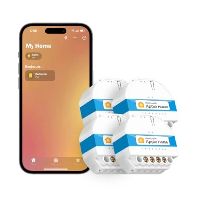 Image de Meross Interrupteur Connecté (FIL NEUTRE REQUIS), Lot de 4 Module WiFi Compatible avec HomeKit, Siri, Alexa et Google Home, Commutateur Mural Commande Vocale Contrôle à Distance