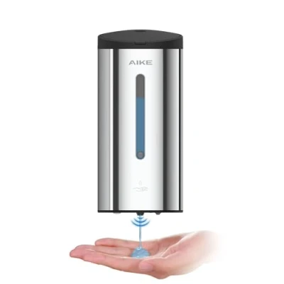 Image de AIKE AK1205C Distributeur de Savon Mural Automatique 800 ML en Acier Inoxydable Adapté aux Lavabos Salle Bain Surface Polie, Facile à Nettoyer