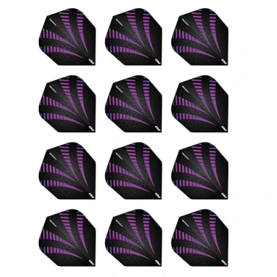 Image de RED DRAGON Hardcore Radical Noir et Violet Burst Extra Épais Standard Fléchettes Dart Flights 4 Sets per Pack (12 in Total)