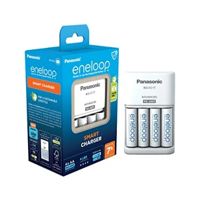 Image de eneloop Smart Chargeur, pour 1 4 Piles Rechargeables AA/AAA, 7h de Temps Charge, 7 Fonctions sécurité, AA (2000 mAh) incluses