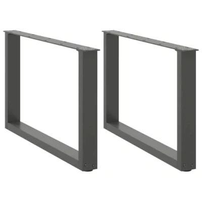 Image de vidaXL Pieds de table basse forme U 2 pcs anthracite 70x(42 43) cm, pied table, en métal, 4013166