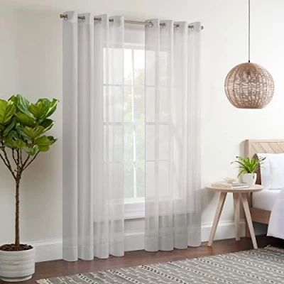 Image de Eclipse Kiara Rideaux de fenêtre Modernes à œillets filtrant la lumière pour Chambre Coucher (2 Panneaux), 137,2 x 274,3 cm, argenté