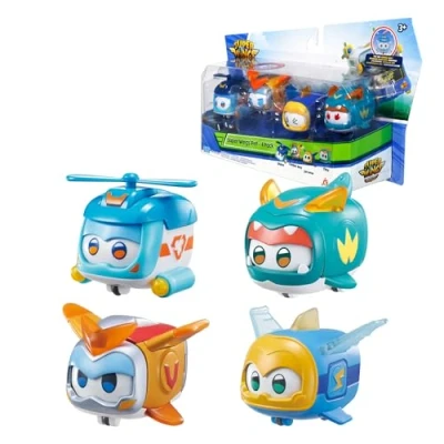 Image de Super Wings Pet 4 Pack Shine, Golden Boy, Jerome, Tino, Jouet pour garçon et Fille à partir de 3 Ans, Multicolore, 2&quot;
