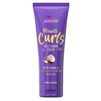 Image de Aussie Miracle Curls Lot de 2 crèmes anti frisottis 200 ml (noix coco et huile jojoba)
