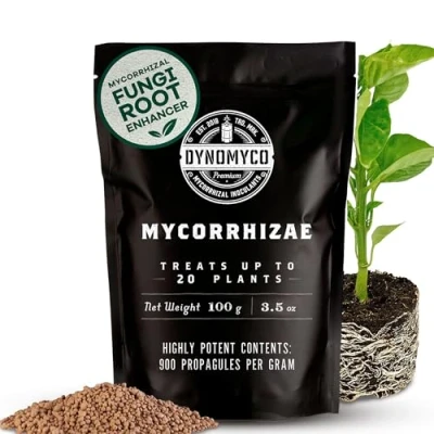 Image de Inoculant mycorhizien de DYNOMYCO Souches hautes performances Formule concentrée Améliore l&#039;absorption des nutriments Augmente les rendements plantes (100 g/Up to 20 Plants)