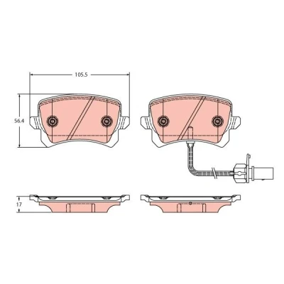 Image de TRW GDB2389 Jeu de plaquettes frein contact signal d&#039;usure inclus AUDI: Q3