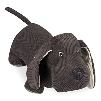 Image de relaxdays Butoir de Porte en Forme Chien, Tissu, rempli Sable, Lourd, pour Sol et intérieur, HLP 14x32x14 cm, Brun