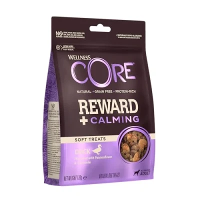 Image de Wellness CORE Reward+ Canard &amp; Camomille, friandises moëlleuses pour Chien, Aide à Calmer Votre Naturel, sans céréales, Riche en protéines, 170g