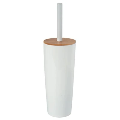 Image de MSV Brosse WC avec Support PS &amp; Bambou Oslo Blanc