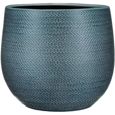 Image de MICA Decorations Pot de Fleurs Gabriel Rond Bleu Dimensions extérieures H 25 x Ø 29 cm Diamètre intérieur 24 Cache Fait Main Taille Unique 1018691