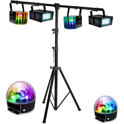 Image de PARTY light Pack DJ 6 jeux de lumière compacts et puissants + 1 Portique robuste PA SONO MIX LED idéal soirée anniversaire mariage Bar club disco