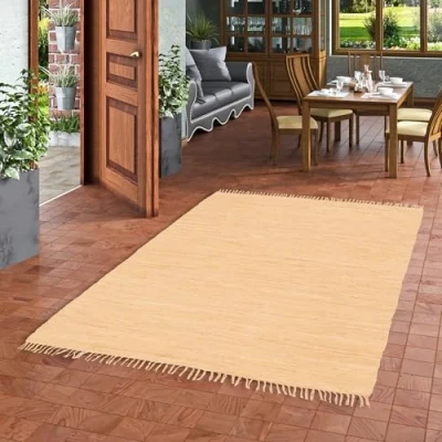 Image de Pergamon Jolly Cotton Tapis Naturel en Coton Jaune 6 Tailles