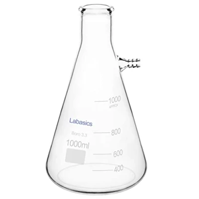 Image de Labasics 1000 ml Flacon Filtrant Mur Lourd Verre Borosilicaté Filtering Flask, Col Boulon avec Tubulation,