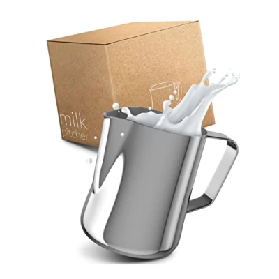 Image de Lambda Coffee Pot à lait barista 600 ml acier inox brilliant Pichet en inoxydable Milk frother pour faire mousser le Adapté au Latte Art accessoires