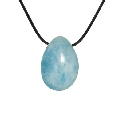 Image de PURAJA pendentif Pierre précieuse en véritable naturelle: Aigue marine Chaîne cristal avec forme de goutte y compris un noble cordon guérison premium