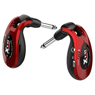 Image de Xvive U2 Wireless Digital Transmitter/Receiver System for Guitar, Bass and Other Instruments, Rechargeable, 2.4 GHz Rosso Metallizzato