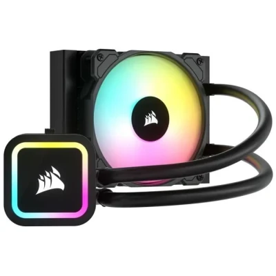Image de Corsair H100x RGB ELITE Refroidisseur de CPU 16 LEDs Dynamiques Ventilateurs PWM SP120 Series Sockets Intel LGA 1700, 1200, 115X, 2066, AMD AM5/AM4 Noir