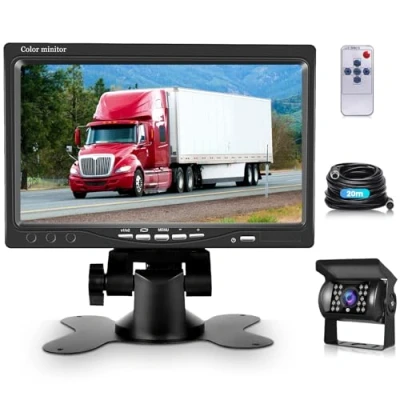 Image de Caméra de Recul Kit Système pour Voiture Hodozzy, Moniteur LCD 7 Pouces TFT 12V 24V + IP68 Étanche Vision Nocturne Bus/remorque/fourgonnette/Camion/Camping Car