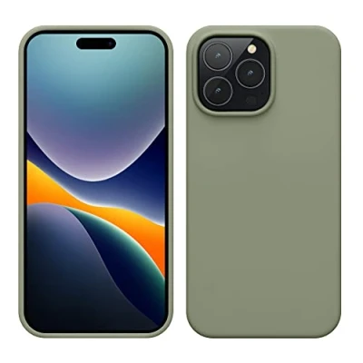 Image de kwmobile Housse Compatible avec Apple iPhone 14 Pro Max Coque de téléphone Fine Finition Douce Vert Gris