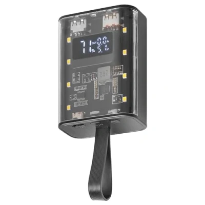 Image de Mars Gaming MPK 10K, Power Bank Compact 22.5W, Charge Rapide QC3.0 &amp; PD3.0 10000mAh, Contrôle Intelligent de Batterie avec Multi Charge, Lanyard + Lampe Poche LED, Connectivité Universelle, Noir