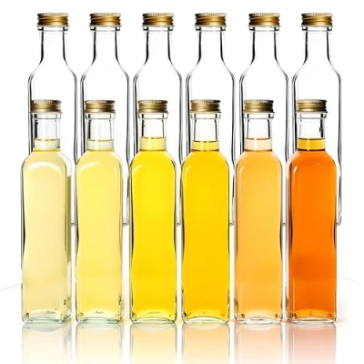 Image de gouveo Lot de 12 bouteilles 250 ml Maraska avec bouchon à vis doré bouteille vide en verre remplir et offrir Véritable pour liqueur, vinaigre, huile (MFET250G)