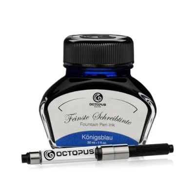 Image de Octopus Fluids Königsblau encre d&#039;écriture avec convertisseur, de stylo plume, Bleu royal effaçable 30ml