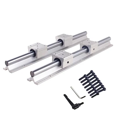 Image de CNCYEAH 2 guides linéaires SBR12 300 mm avec poignées, rails de guidage 4 blocs SBR12UU pour imprimante 3D CNC.