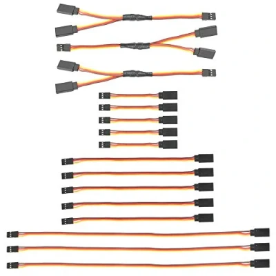 Image de GTIWUNG 16PCS JR Style Servo Extension 22AWG 60 Cœurs, 5 x 3 Cable D&#039;extension Servo, 6 Rallonge, 12 Broches Câble Plug Futaba, Y Harnais 1 à 2 Câbles