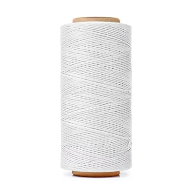 Image de HILELIFE Fil ciré 150D pour couture du cuir, à la main, loisirs créatifs, portefeuilles, réparation de chaussures, reliure livres (blanc)