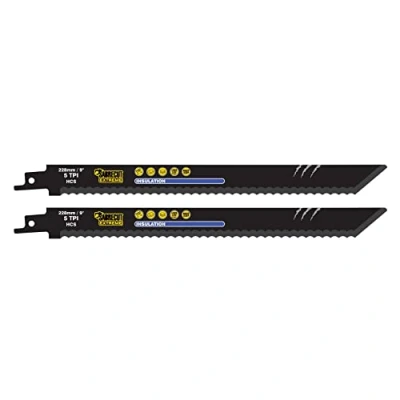 Image de 2 x SabreCut SCRS1113AWP 228 mm 5 TPI S1113AWP Matériaux d&#039;isolation rapide, laine, liège, cuir et carton Lames de scie sabre compatibles avec Bosch Dewalt Makita bien d&#039;autres