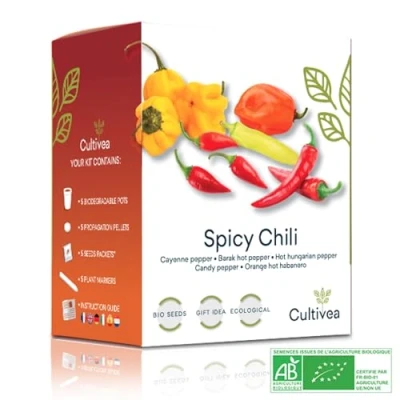 Image de Cultivea Mini Kit Prêt à Pousser Tomates colorées Graines 100% biologiques Jardinez et dégustez (Black Zebra, Green Hawaiian Pineaple,Coeur de boeuf, Physalis Ixocarpa) (Piment)