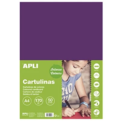 Image de APLI 14247 Lot de 50 feuilles bristol violet 170 g A4