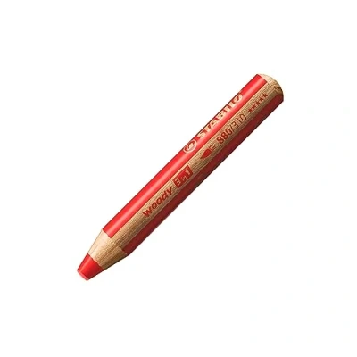 Image de STABILO Lot de 5 Crayons WOODY 3 en 1 Extra large vermillon