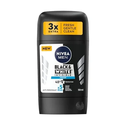 Image de NIVEA Lot de 2 bâtons protection invisible pour homme Noir et blanc frais 48 heures Texture douce Application lisse Technologie brevetée spéciale x 50 ml
