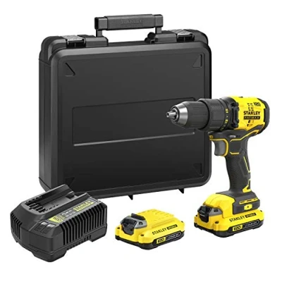 Image de Stanley FATMAX Perceuse Visseuse Sans Fil 18V Lithium Ion 55 Nm Moteur BRUSHLESS 2 vitesses jusqu’à 1900 trs/min Avec 1 Mallette Batteries Ah Chargeur Gamme V20 SFMCD710D2K QW