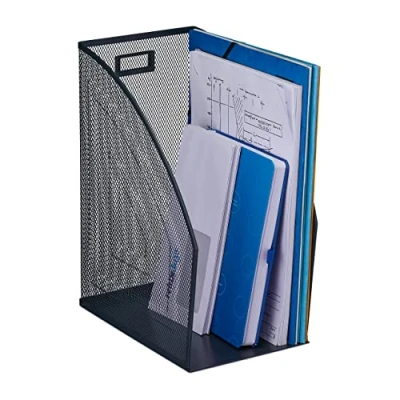 Image de Relaxdays Range revues, Format A4, Design Maille, HxLxP: 32x16x24,5 cm, Bureau, Porte Documents, métal, Anthracite