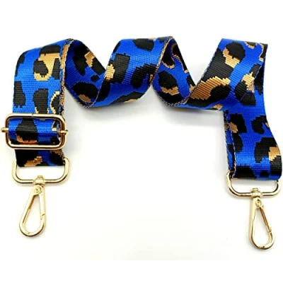 Image de Keriocusi Bandouliere de Rechange Sac Reglable Lmprimé Léopard Bleu, Sangle a Main Remplacement, Universelles mit Boucle Dore pour Femme à Main, Bandoulière, 13